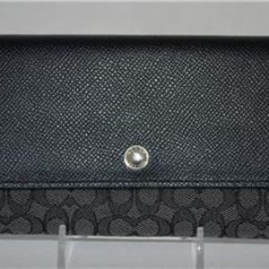 COACH Black Signature Leather Wallet Purse New